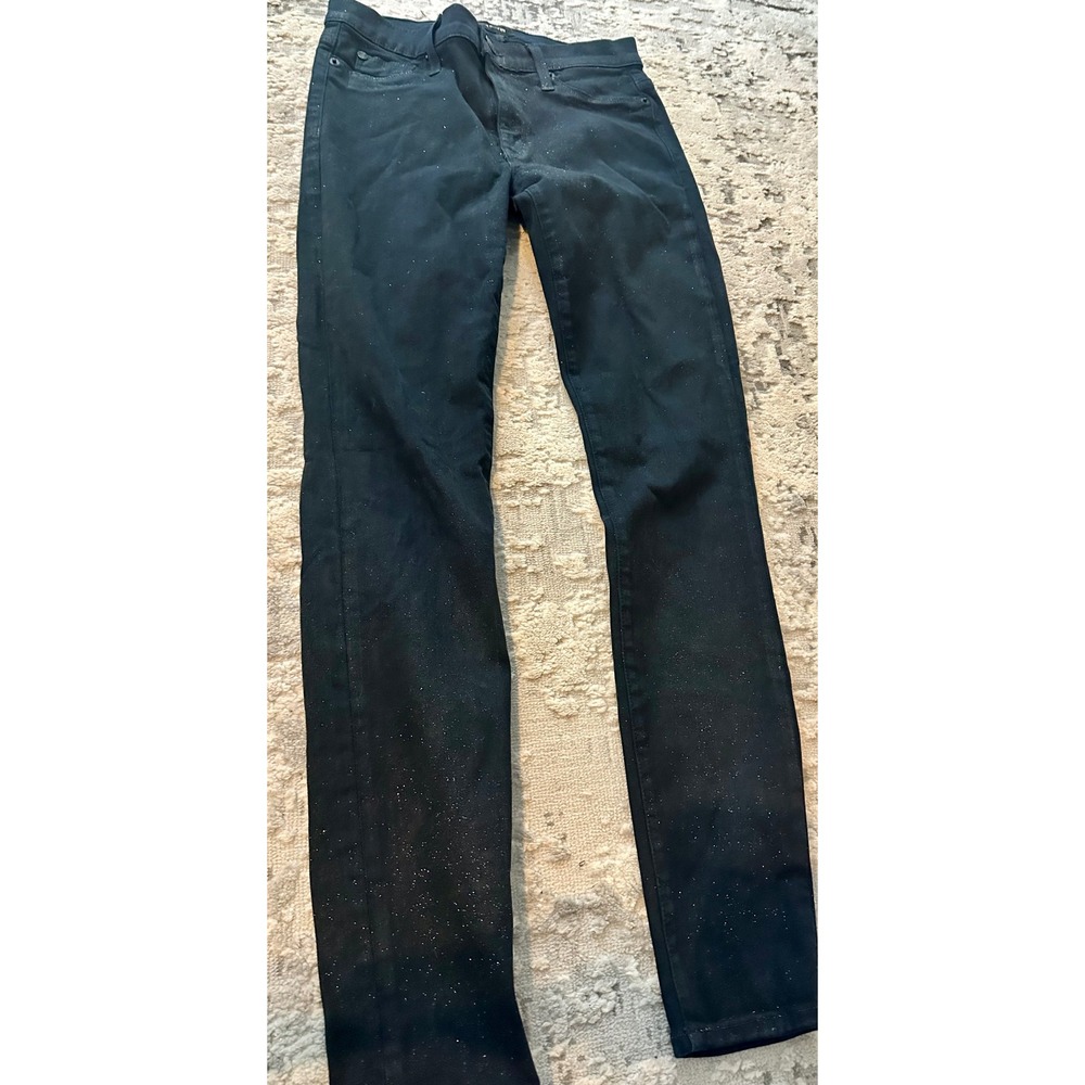 Hudson Nico Super Skinny Midrise Jeans Black Glitter Sparkle WM407DIY Size 27